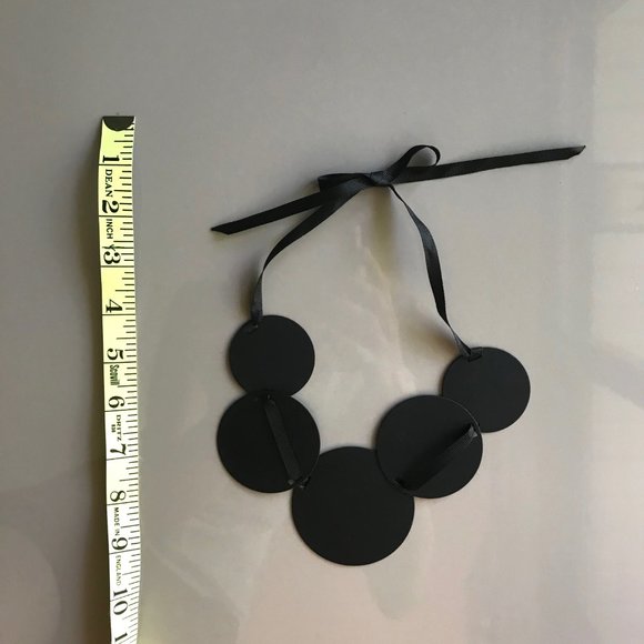 Metal and Ribbon Geometric Necklace - Picture 4 of 5